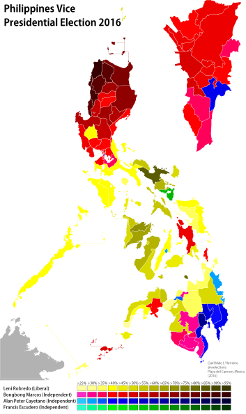 Results of the vice presidential election by province (own map)